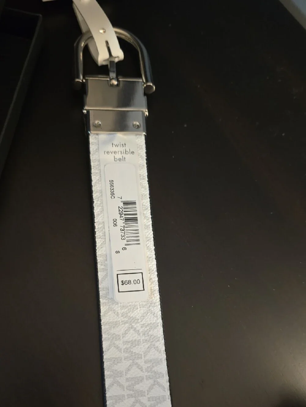 NWT Michael Kors Reversible Black Or White Logo Belt with Silver Buckle SMALL